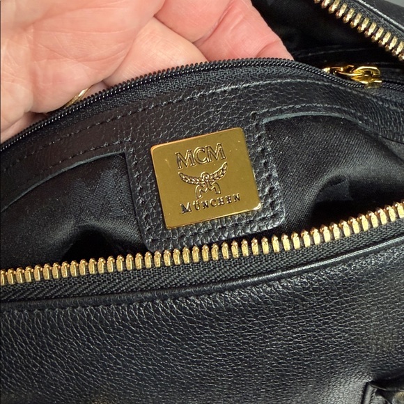 MCM mini Boston bag black with gold studded hardware. Comes with COA - Picture 6 of 7